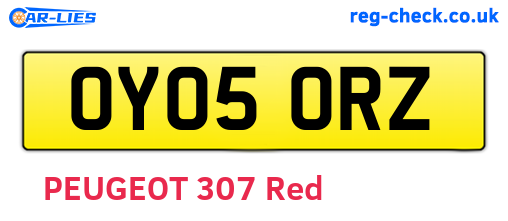 OY05ORZ are the vehicle registration plates.