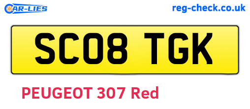 SC08TGK are the vehicle registration plates.