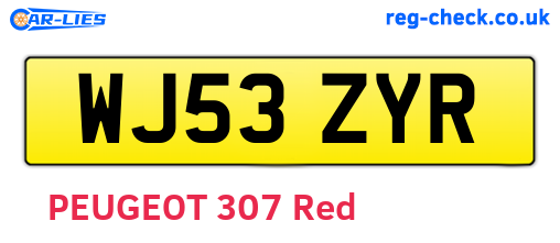 WJ53ZYR are the vehicle registration plates.
