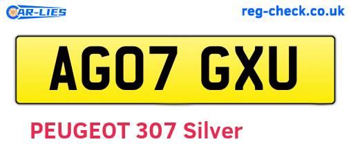 AG07GXU are the vehicle registration plates.