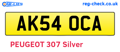 AK54OCA are the vehicle registration plates.