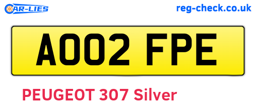 AO02FPE are the vehicle registration plates.