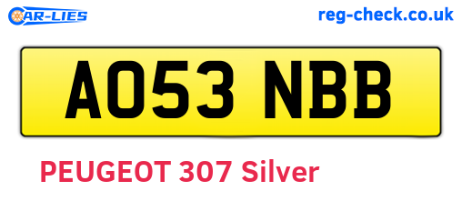 AO53NBB are the vehicle registration plates.