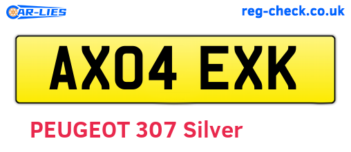 AX04EXK are the vehicle registration plates.