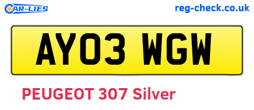 AY03WGW are the vehicle registration plates.