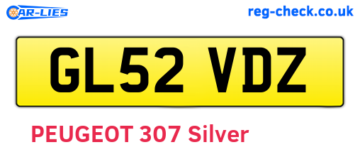 GL52VDZ are the vehicle registration plates.