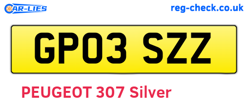 GP03SZZ are the vehicle registration plates.
