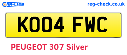 KO04FWC are the vehicle registration plates.