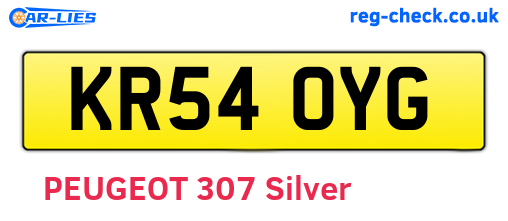 KR54OYG are the vehicle registration plates.