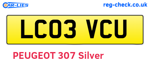 LC03VCU are the vehicle registration plates.