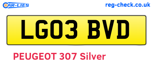 LG03BVD are the vehicle registration plates.