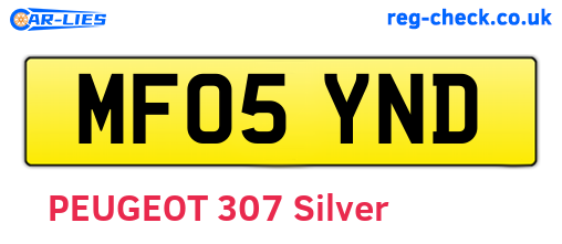 MF05YND are the vehicle registration plates.