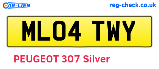 ML04TWY are the vehicle registration plates.