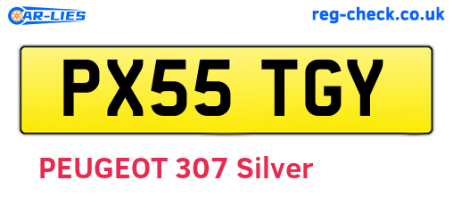 PX55TGY are the vehicle registration plates.