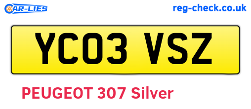 YC03VSZ are the vehicle registration plates.