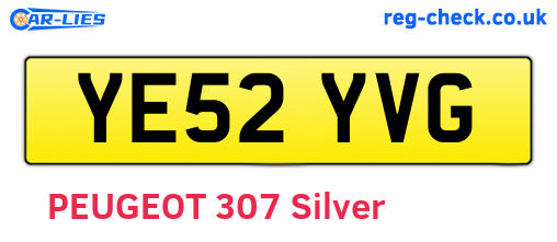 YE52YVG are the vehicle registration plates.