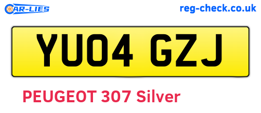 YU04GZJ are the vehicle registration plates.