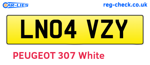 LN04VZY are the vehicle registration plates.