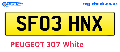 SF03HNX are the vehicle registration plates.