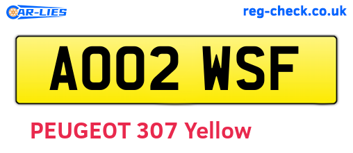 AO02WSF are the vehicle registration plates.