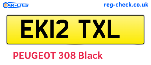 EK12TXL are the vehicle registration plates.
