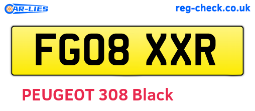 FG08XXR are the vehicle registration plates.