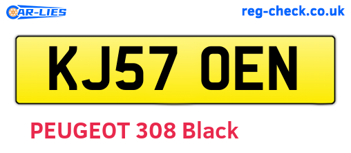 KJ57OEN are the vehicle registration plates.