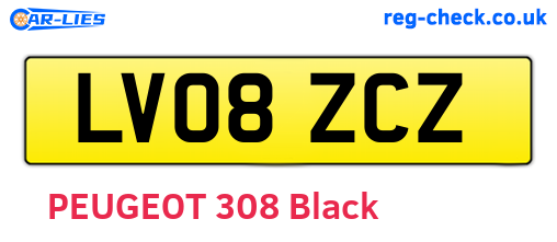 LV08ZCZ are the vehicle registration plates.