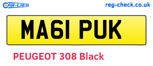 MA61PUK are the vehicle registration plates.