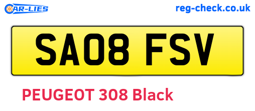 SA08FSV are the vehicle registration plates.