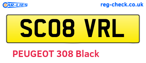 SC08VRL are the vehicle registration plates.