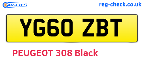YG60ZBT are the vehicle registration plates.