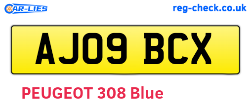 AJ09BCX are the vehicle registration plates.