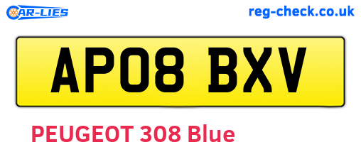 AP08BXV are the vehicle registration plates.