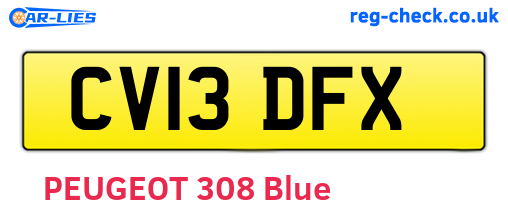CV13DFX are the vehicle registration plates.