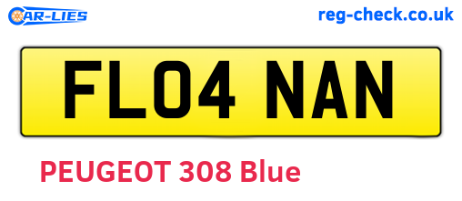 FL04NAN are the vehicle registration plates.