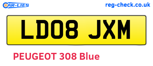 LD08JXM are the vehicle registration plates.