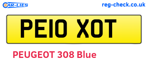 PE10XOT are the vehicle registration plates.