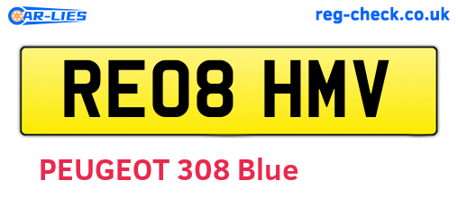RE08HMV are the vehicle registration plates.