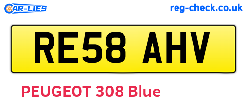 RE58AHV are the vehicle registration plates.