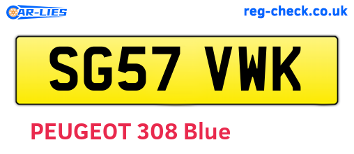 SG57VWK are the vehicle registration plates.