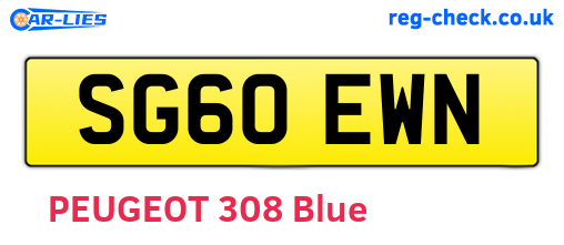 SG60EWN are the vehicle registration plates.