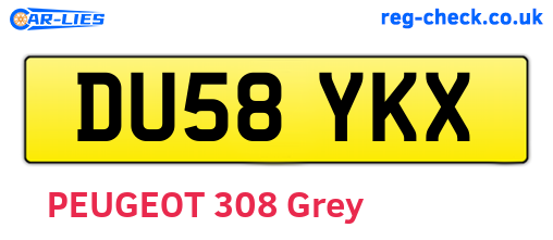 DU58YKX are the vehicle registration plates.