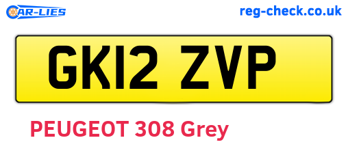 GK12ZVP are the vehicle registration plates.
