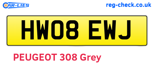 HW08EWJ are the vehicle registration plates.