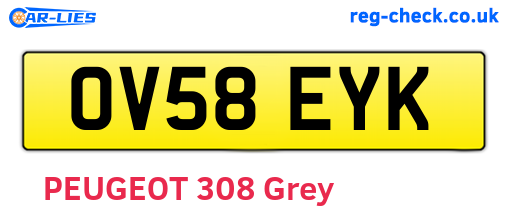 OV58EYK are the vehicle registration plates.