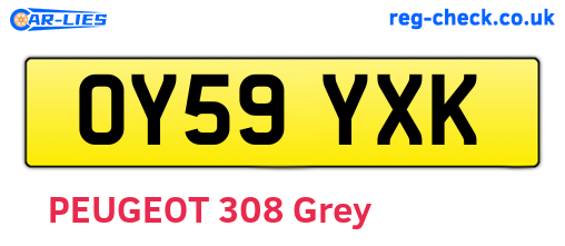 OY59YXK are the vehicle registration plates.