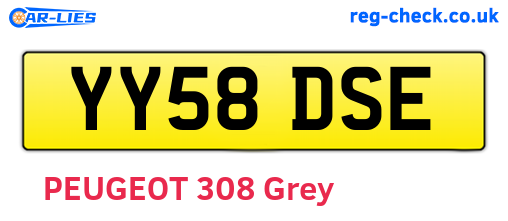 YY58DSE are the vehicle registration plates.