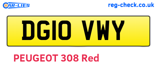 DG10VWY are the vehicle registration plates.