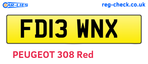 FD13WNX are the vehicle registration plates.